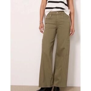 EVEREVE Carrie Cargo Pant Fern Army Green Wide Leg Stretch Utility Trouser 28